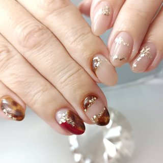 大人ヌーディーカラーネイルのネイルデザイン ネイルブック