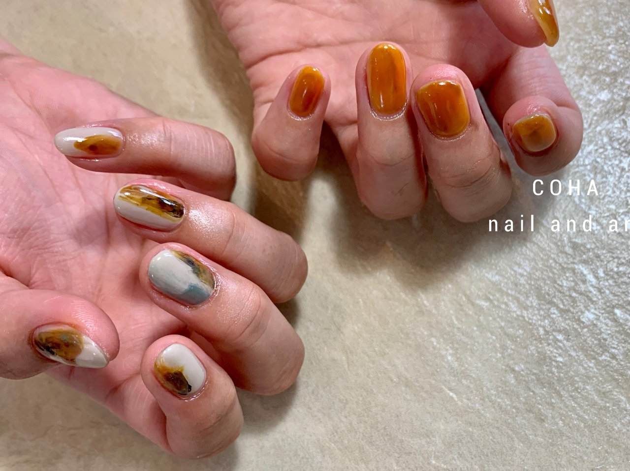 冬 ハンド ニュアンス ショート オレンジ Coha Nail And Artのネイルデザイン No ネイルブック