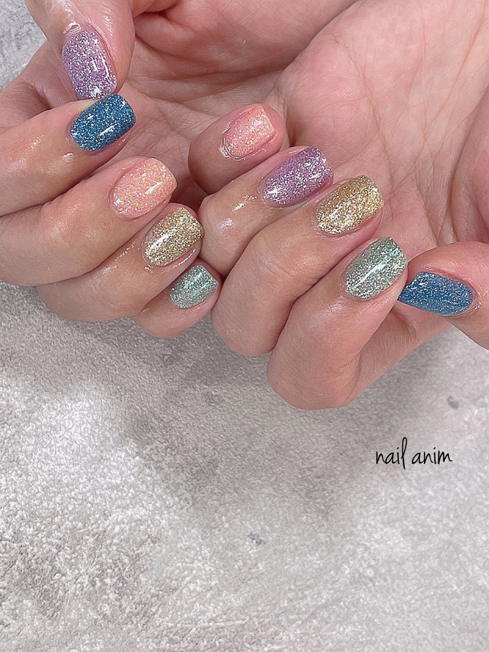 春 夏 ハンド ラメ ショート Nail Animのネイルデザイン No ネイルブック