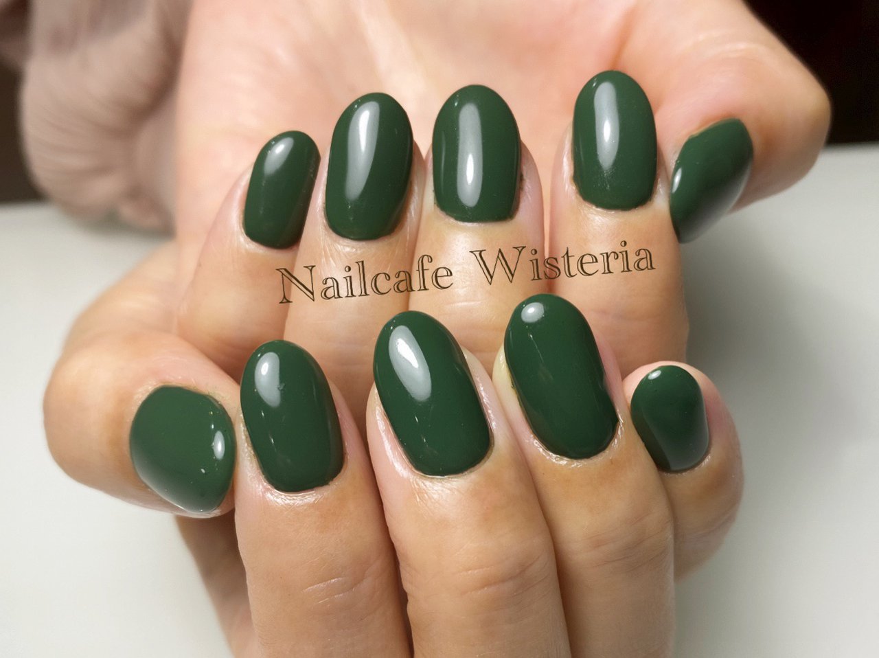 ワンカラー グリーン Nailcafewisteriaのネイルデザイン No ネイルブック