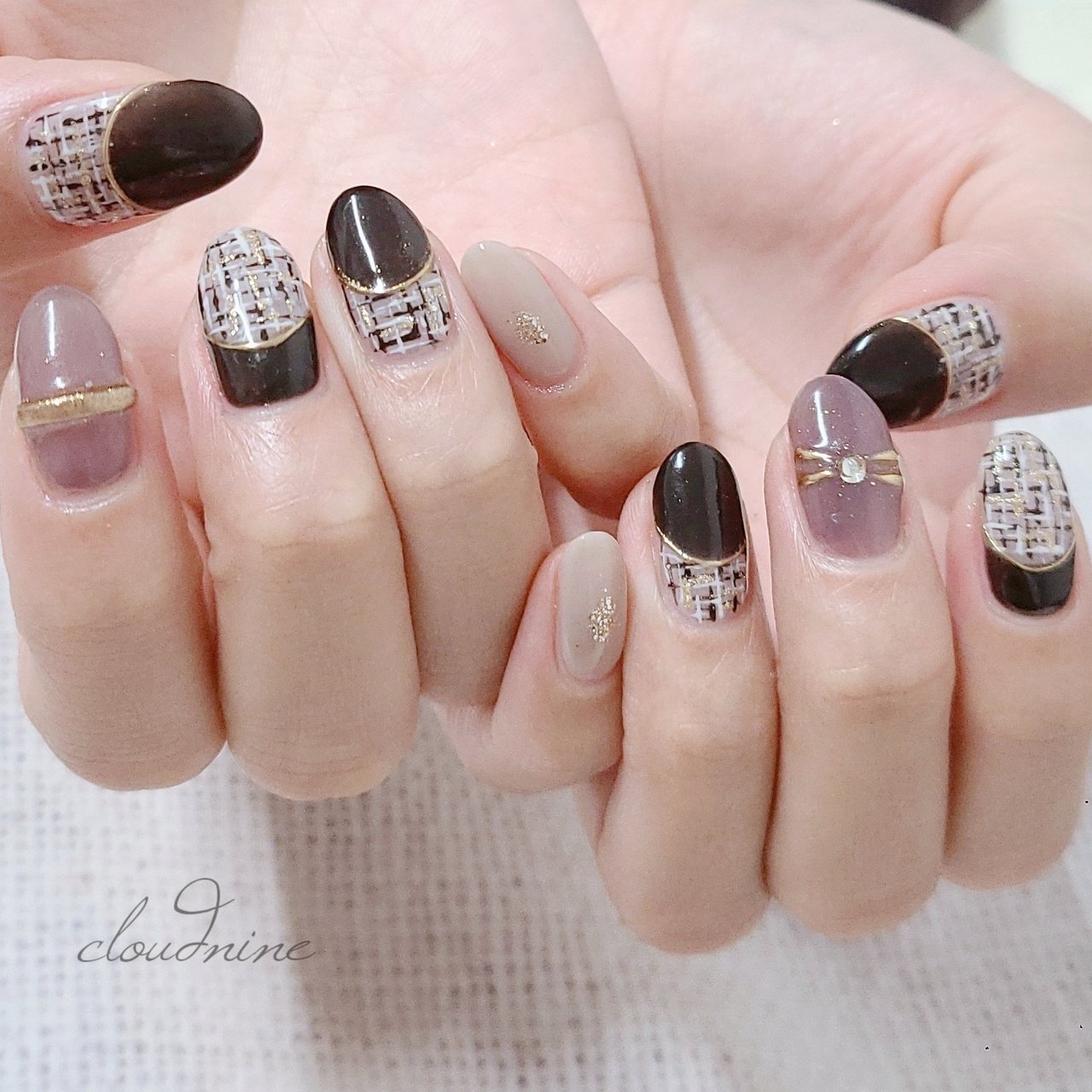 秋 冬 ハンド ツイード ミラー Cloudnineのネイルデザイン No ネイルブック