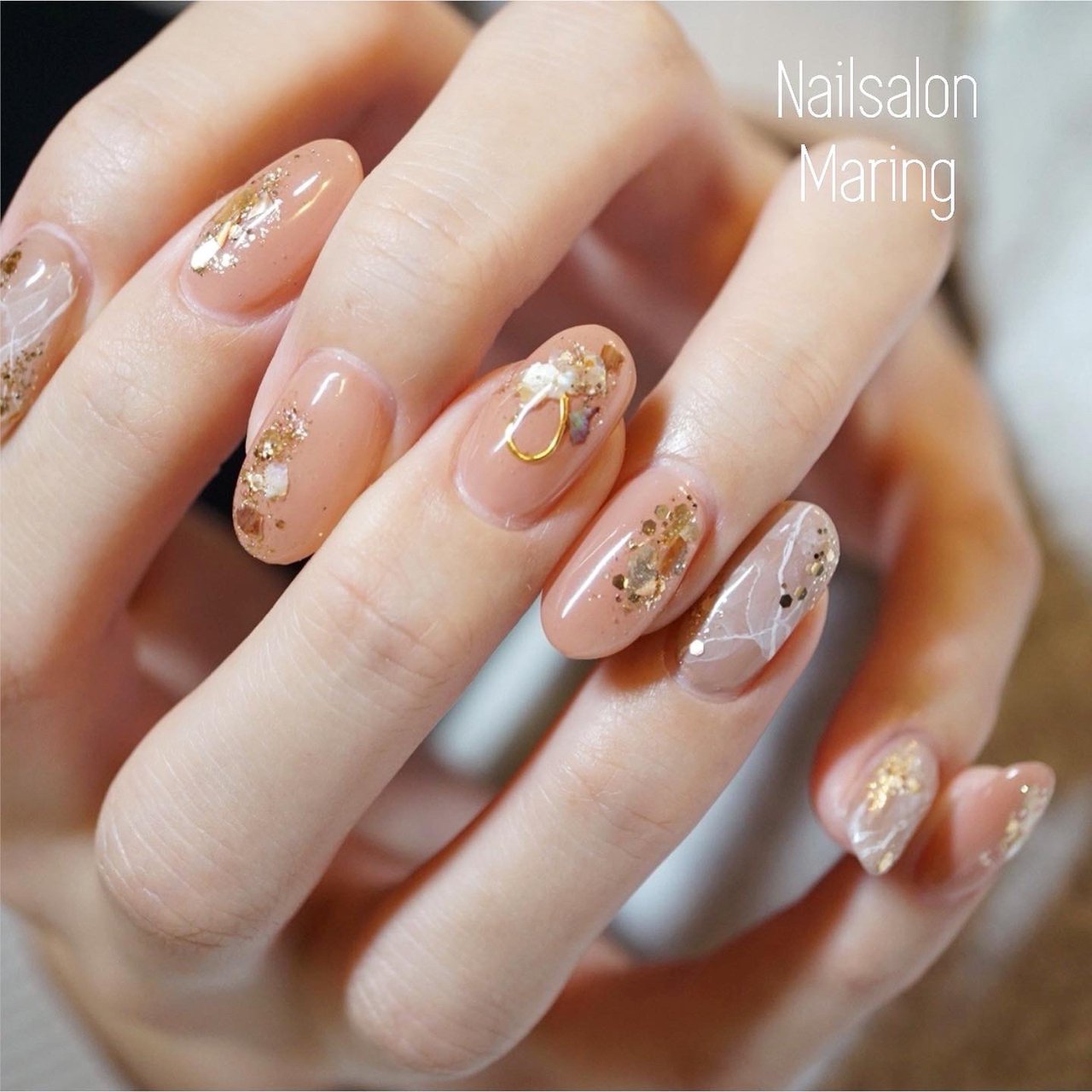 秋 ハンド ワンカラー シェル ニュアンス Nailsalon Maring マリング のネイルデザイン No ネイルブック