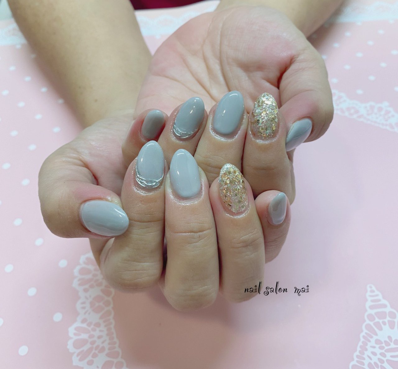 ハンド グレー ゴールド シルバー ジェル まいのネイルデザイン No ネイルブック