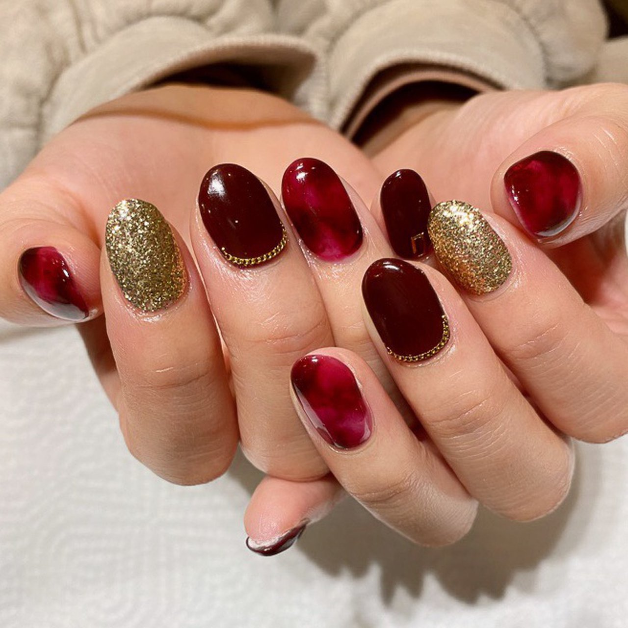 秋 冬 ハンド シンプル ラメ Mami Private Nail Salon Fika のネイルデザイン No ネイル ブック