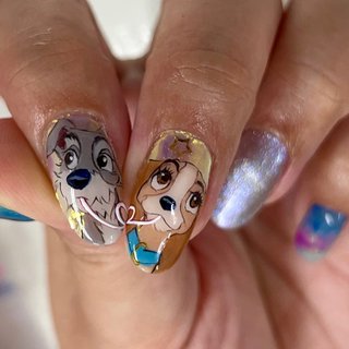 デザインサンプル　ネイルチップ　わんわんわんだーらんど デザインサンプル ネイルチップ わんわんわんだーらんど