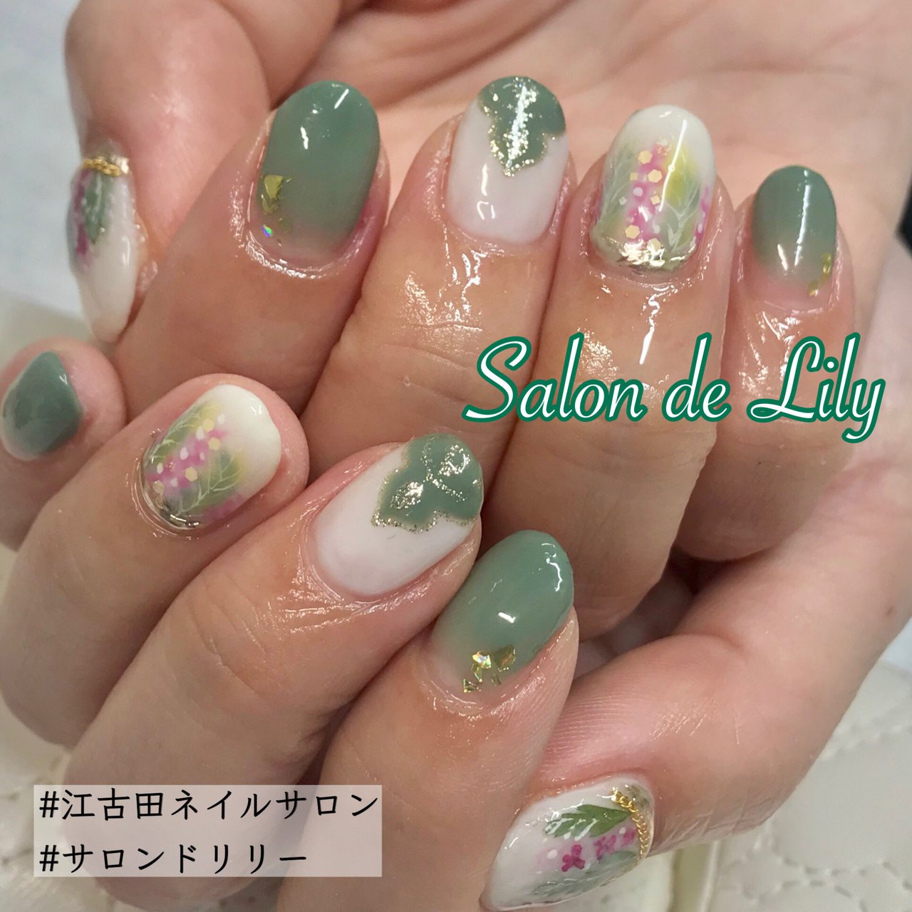 冬 クリスマス ハンド ボタニカル 押し花 Salondelilyのネイルデザイン No ネイルブック