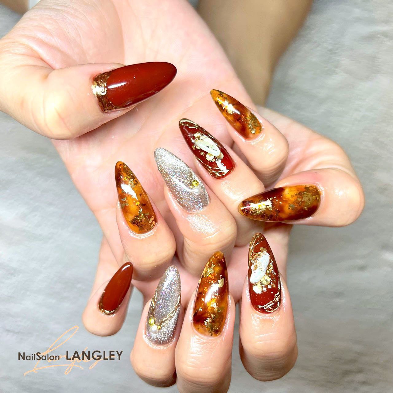 秋 冬 クリスマス パーティー ハンド Nailsalon Langleyのネイルデザイン No ネイルブック