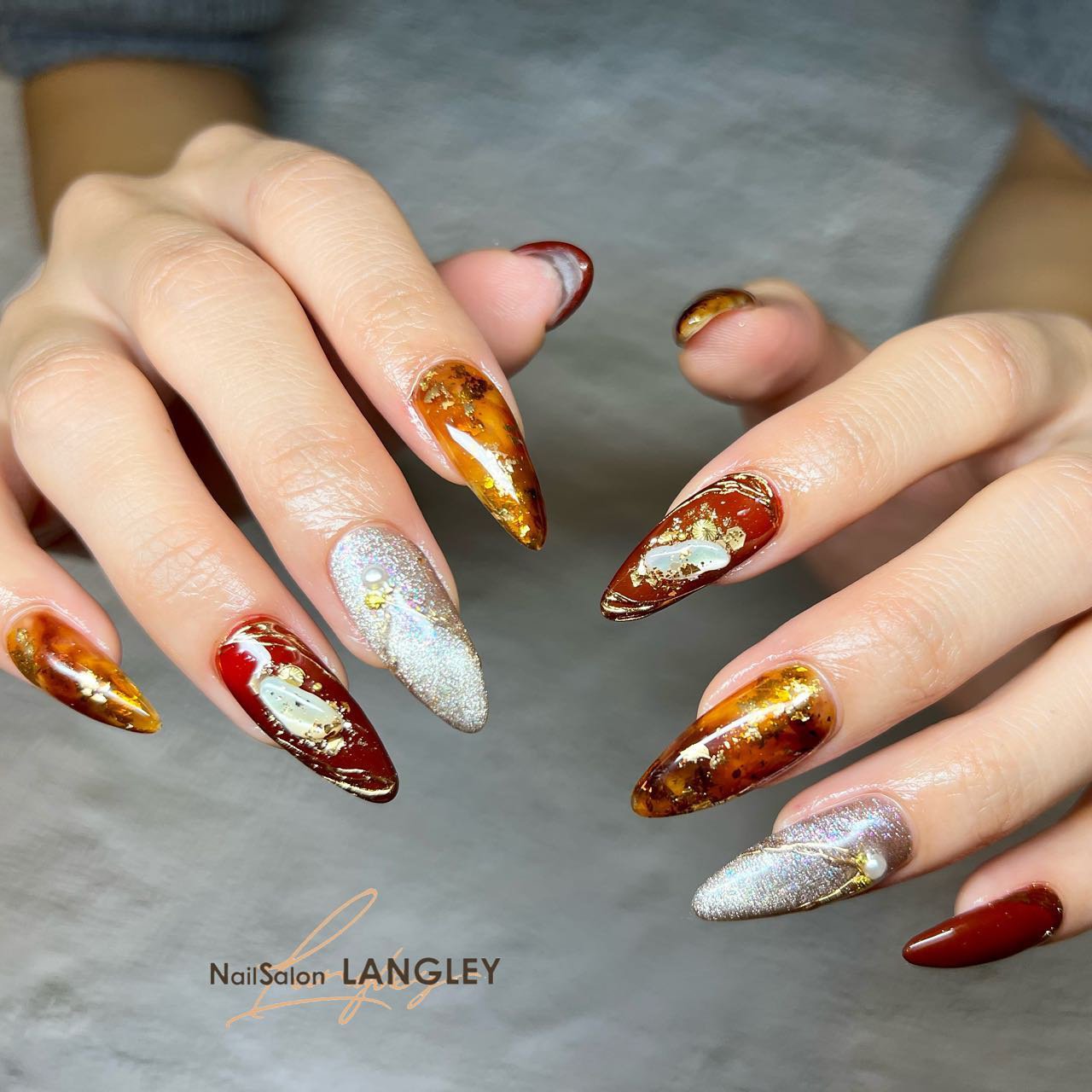 秋 冬 クリスマス パーティー ハンド Nailsalon Langleyのネイルデザイン No ネイルブック