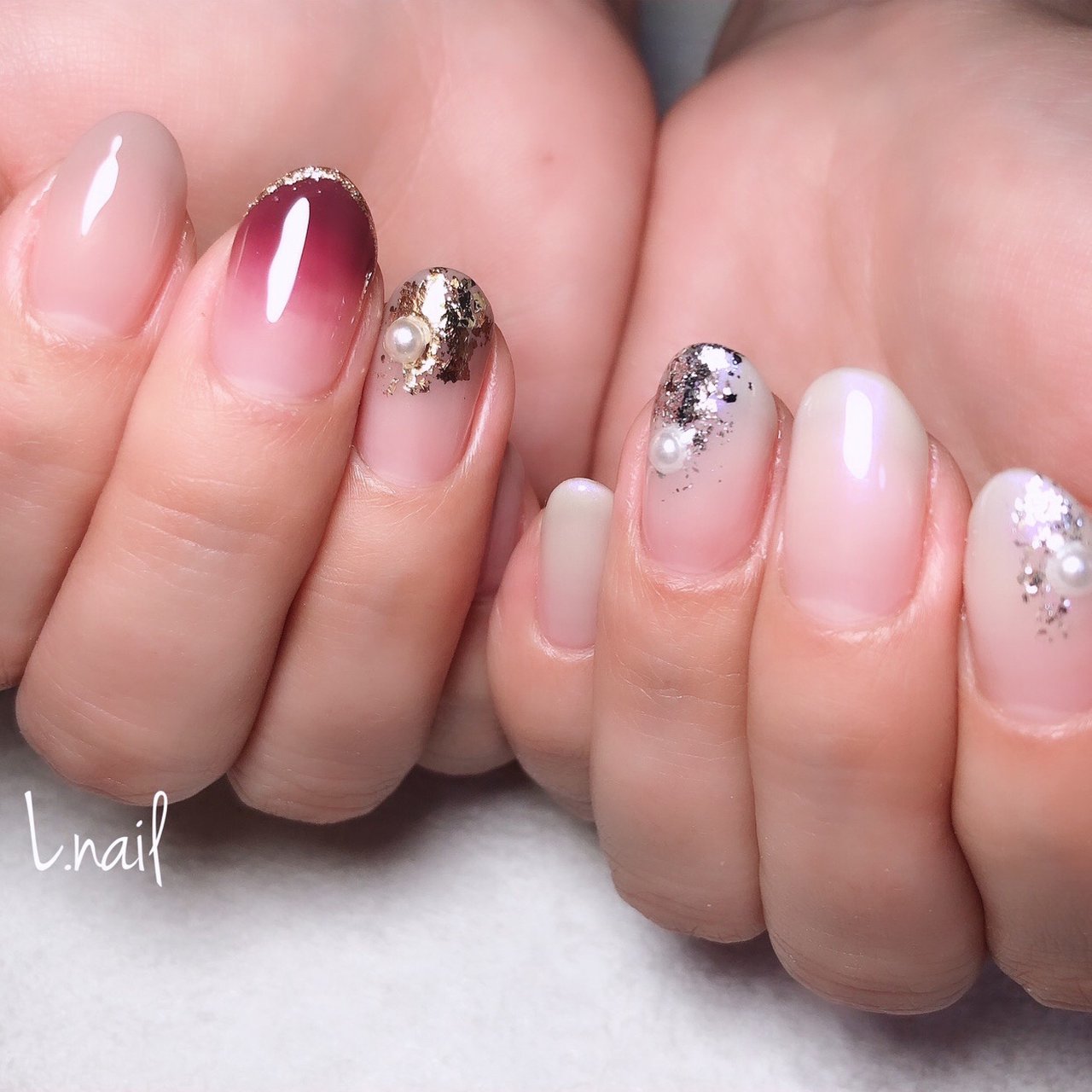 冬 クリスマス オフィス ハンド グラデーション Lnail18のネイルデザイン No ネイルブック