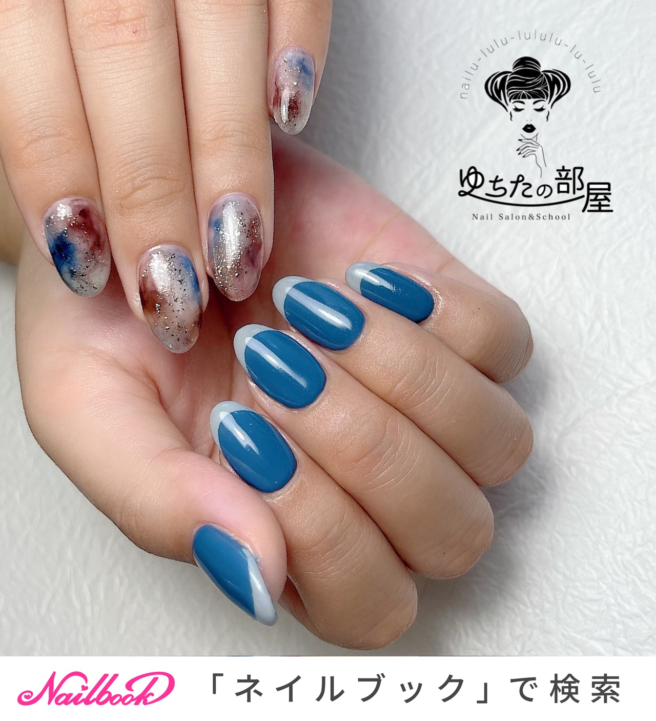 春 ブルー くすみブルーのネイルデザイン ネイルブック