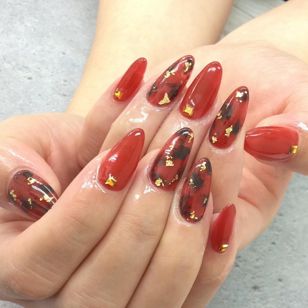 秋 ハンド ニュアンス ロング レッド Nailsalon Daisyのネイルデザイン No ネイルブック