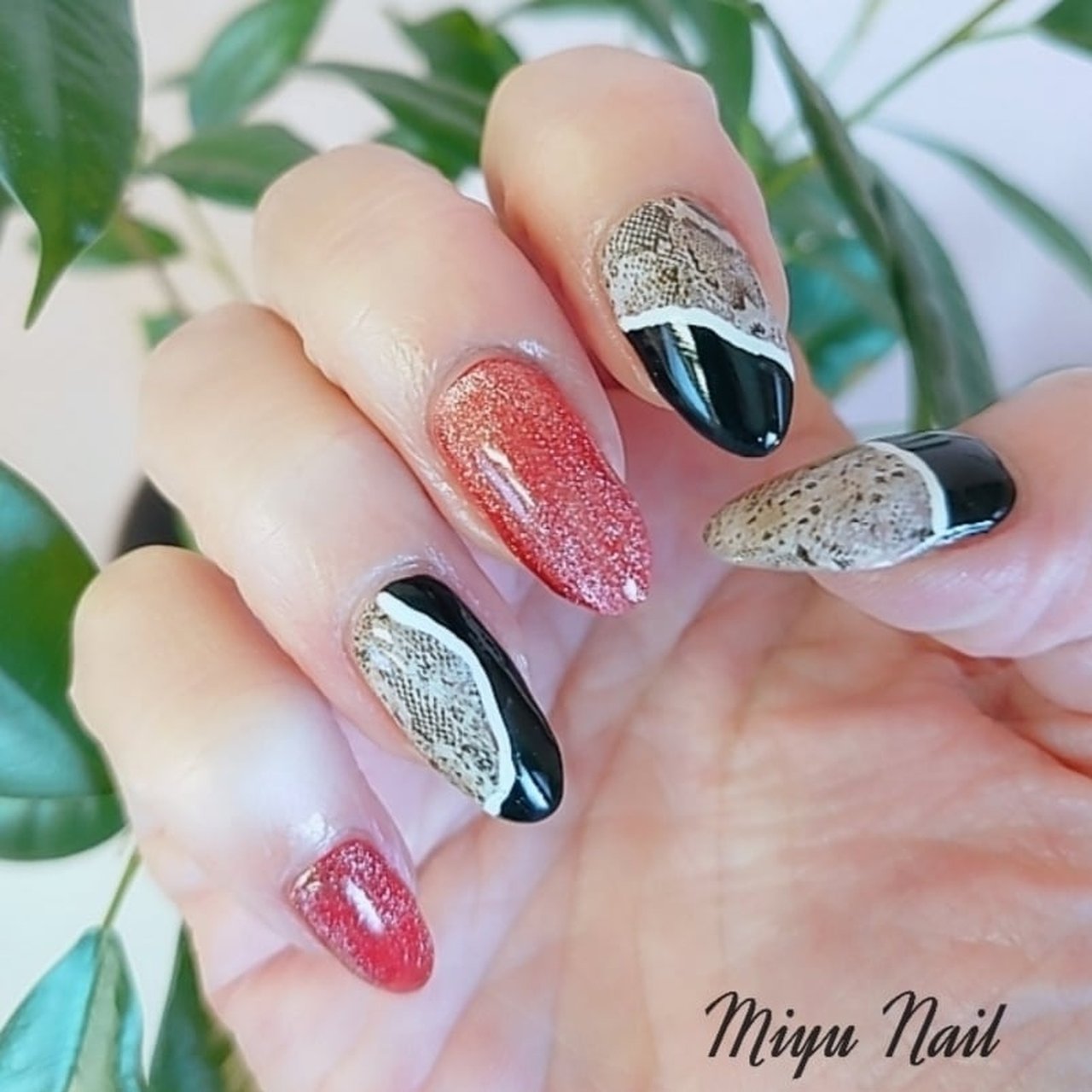 オールシーズン ハンド ラメ ワンカラー アニマル柄 Miyu Nailのネイルデザイン No ネイルブック