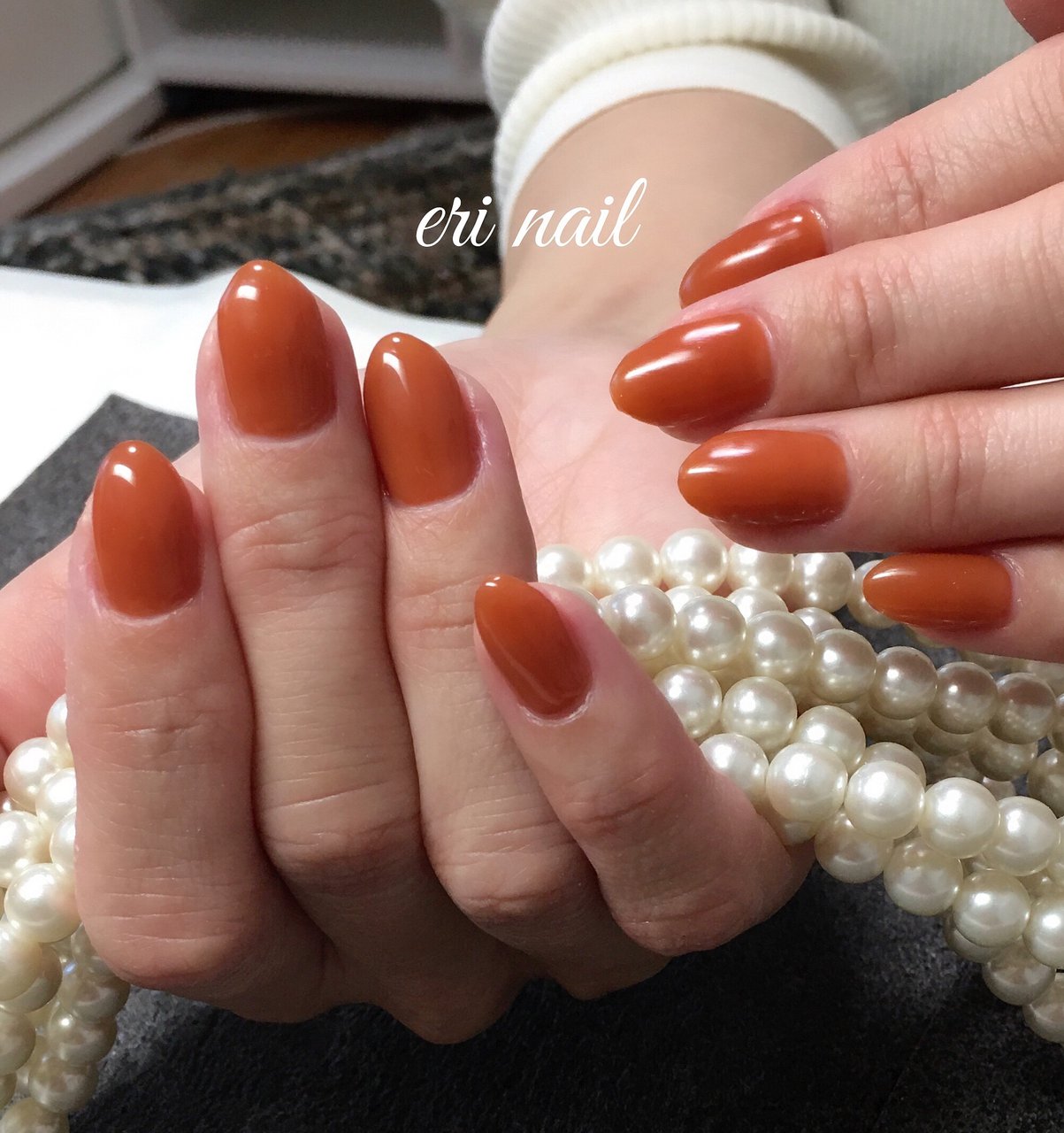 秋 冬 ハンド ワンカラー オレンジ 名古屋市天白区 自宅ネイルサロン Eri Nailのネイルデザイン No ネイルブック