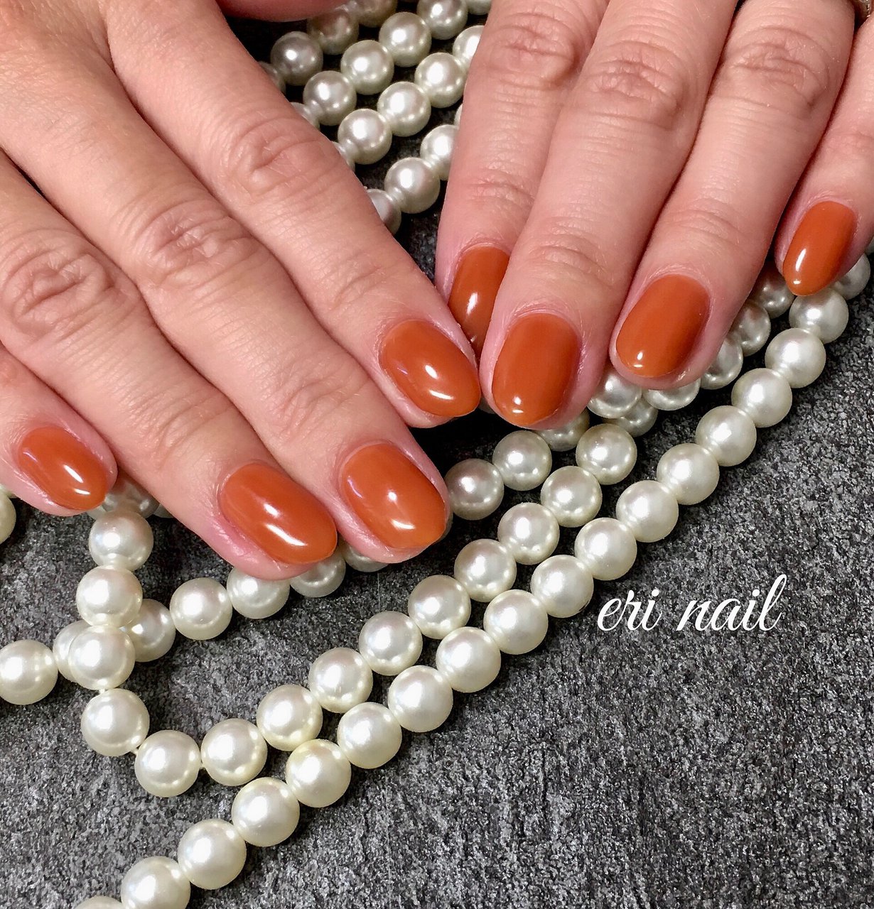 秋 冬 ハンド ワンカラー オレンジ 名古屋市天白区 自宅ネイルサロン Eri Nailのネイルデザイン No ネイルブック
