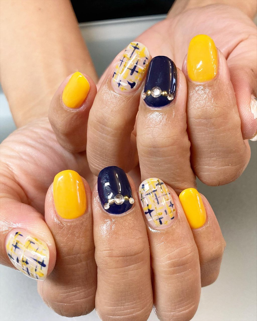 イエロー ネイビー Yukaのネイルデザイン No ネイルブック