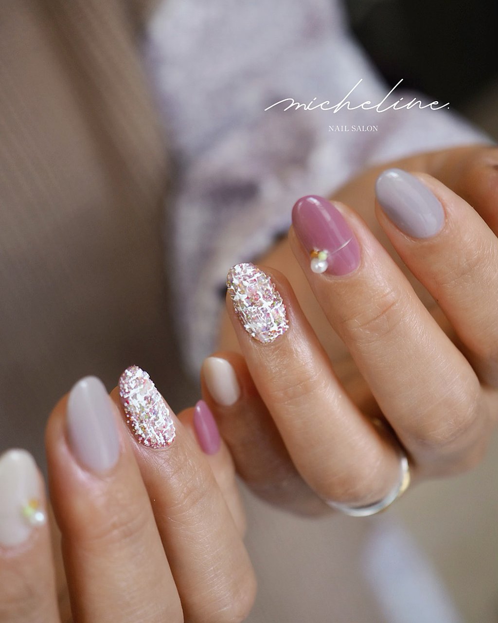 秋 冬 ハンド ピンク ジェルネイル Nail Salon Micheline Staffのネイルデザイン No ネイルブック