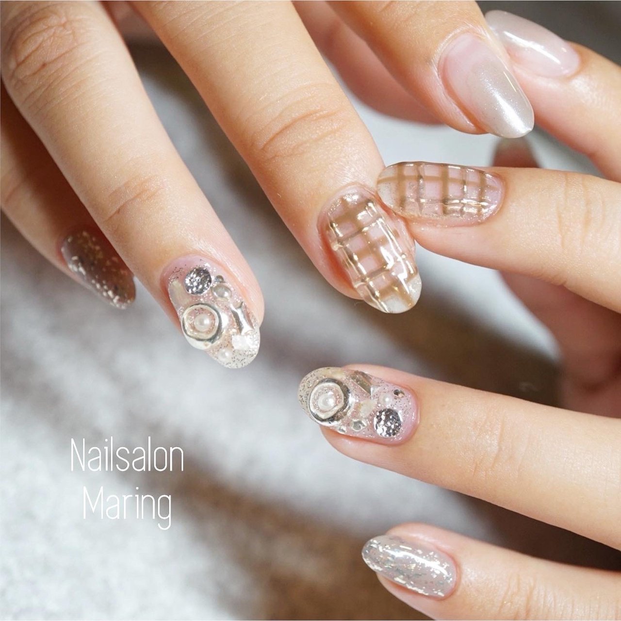 秋 冬 ハンド ワンカラー チェック Nailsalon Maring マリング のネイルデザイン No ネイルブック