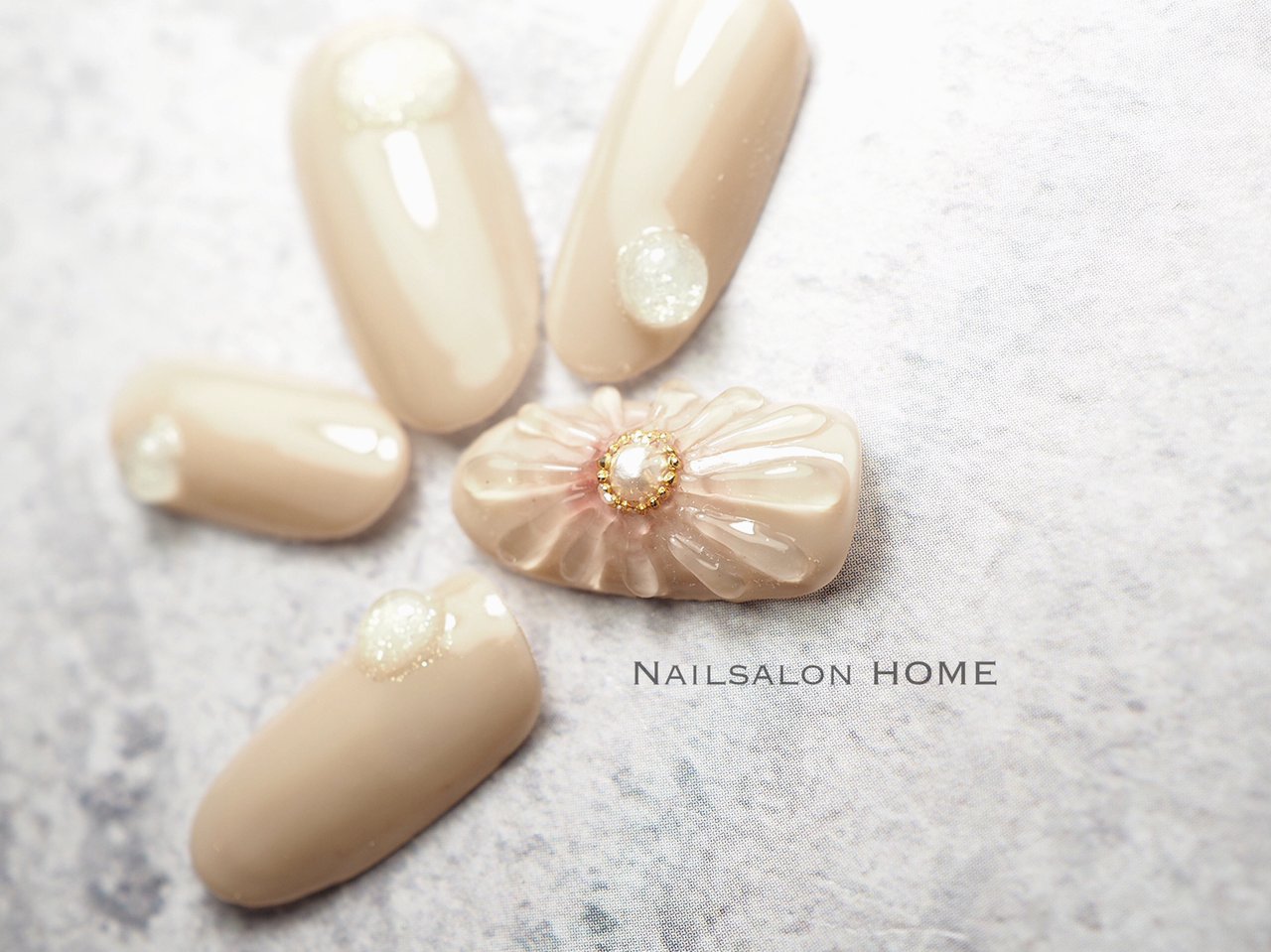 オールシーズン オフィス ハンド ワンカラー フラワー Nailsalon Homeのネイルデザイン No ネイルブック