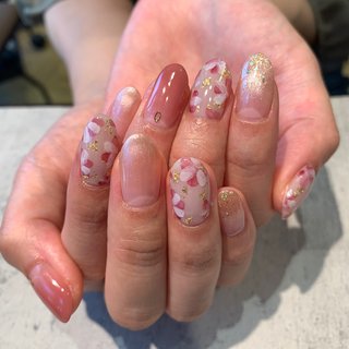 ハンド クリア 花柄のネイルデザイン ネイルブック