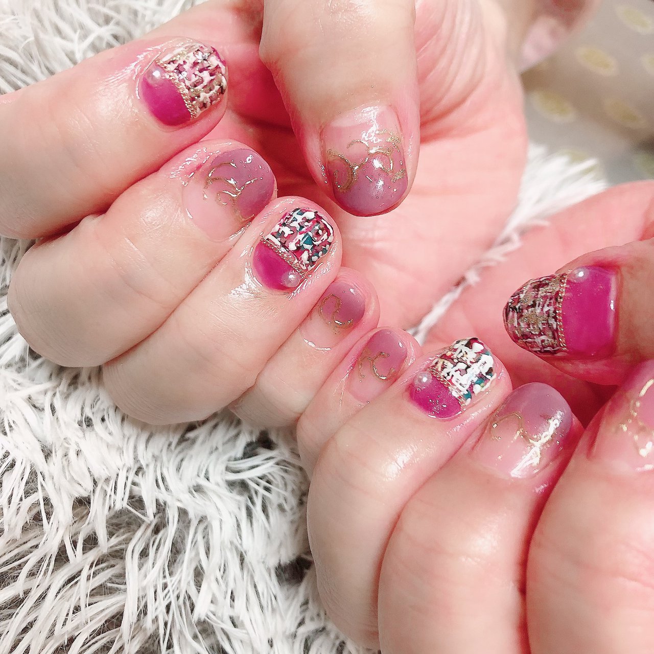 秋 冬 ハンド ショート ピンク Ricoのネイルデザイン No ネイルブック