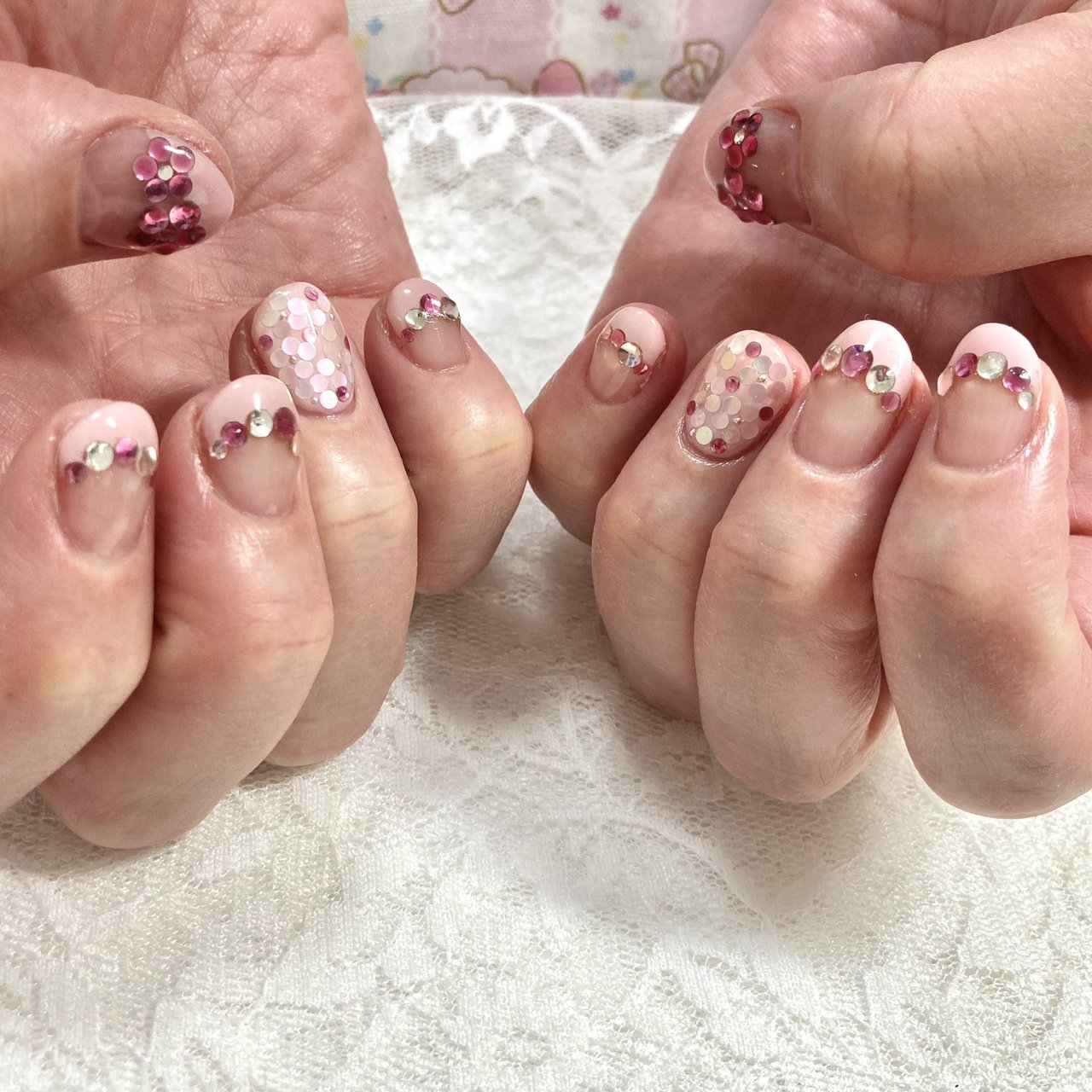 ハンド フレンチ ホログラム フラワー ピンク Moco Nailのネイルデザイン No ネイルブック