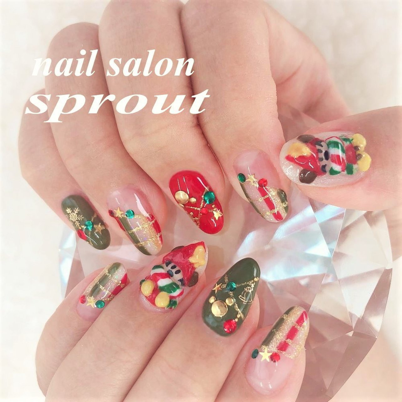 冬/クリスマス/ハンド/変形フレンチ/ラメ - nailsalon sprout❤️池袋