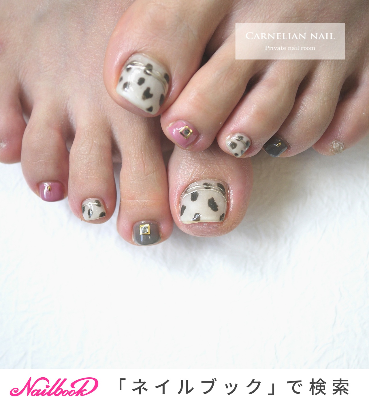 フット ピンク グレーのネイルデザイン ネイルブック