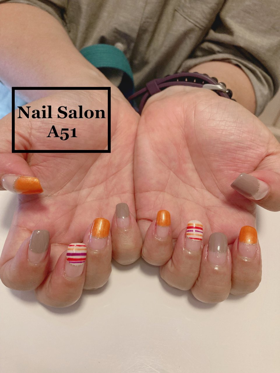 秋 冬 ハンド フレンチ ボーダー Nail Salon A51のネイルデザイン No 681 ネイルブック