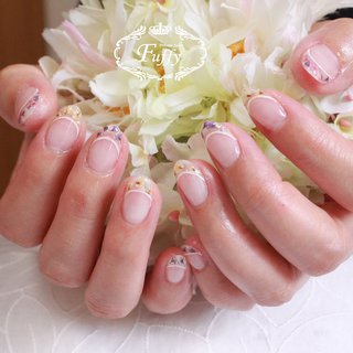 押し花フレンチのネイルデザイン ネイルブック