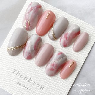ニュアンス ピンク グレーのネイルデザイン ネイルブック