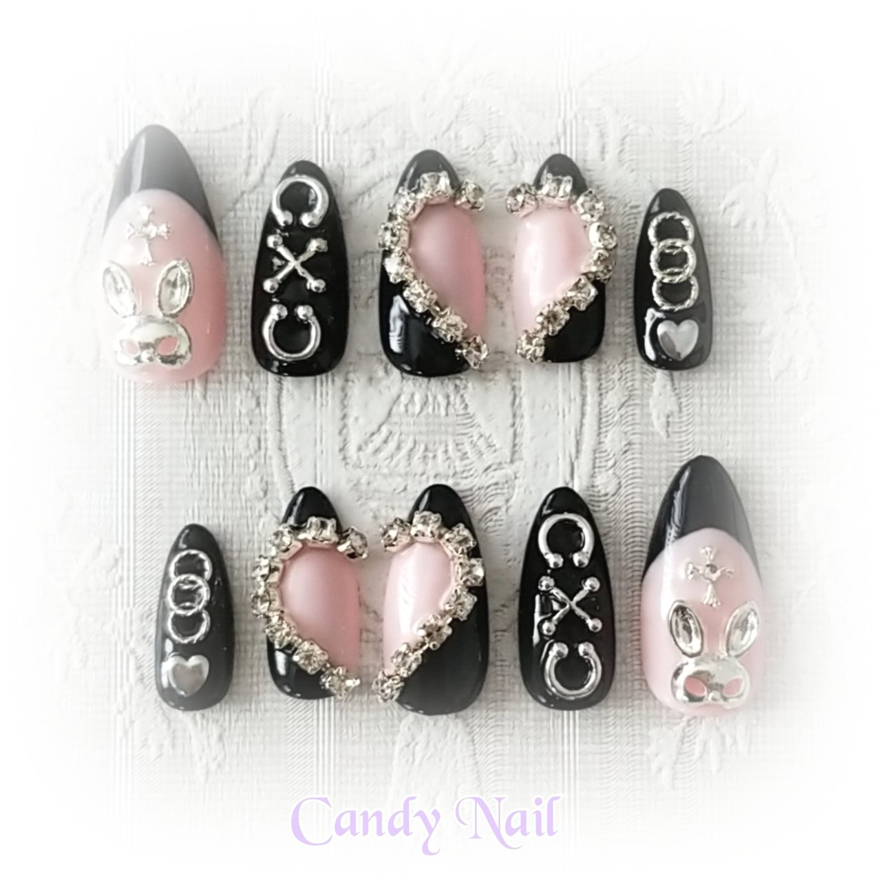 ハンド/ピンク/ブラック/ジェルネイル/ネイルチップ - Candy Nailの