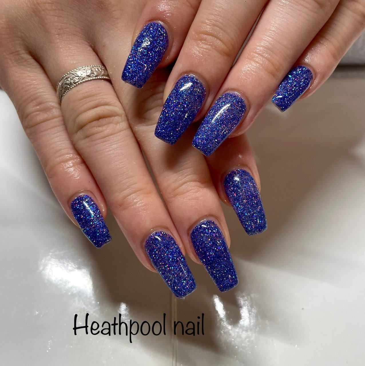 ハンド ラメ ワンカラー ブルー パープル Heathpoolnailのネイルデザイン No ネイルブック