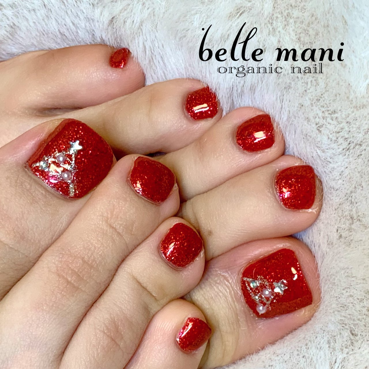 冬 クリスマス フット ラメ 星 Belle Maniのネイルデザイン No ネイルブック
