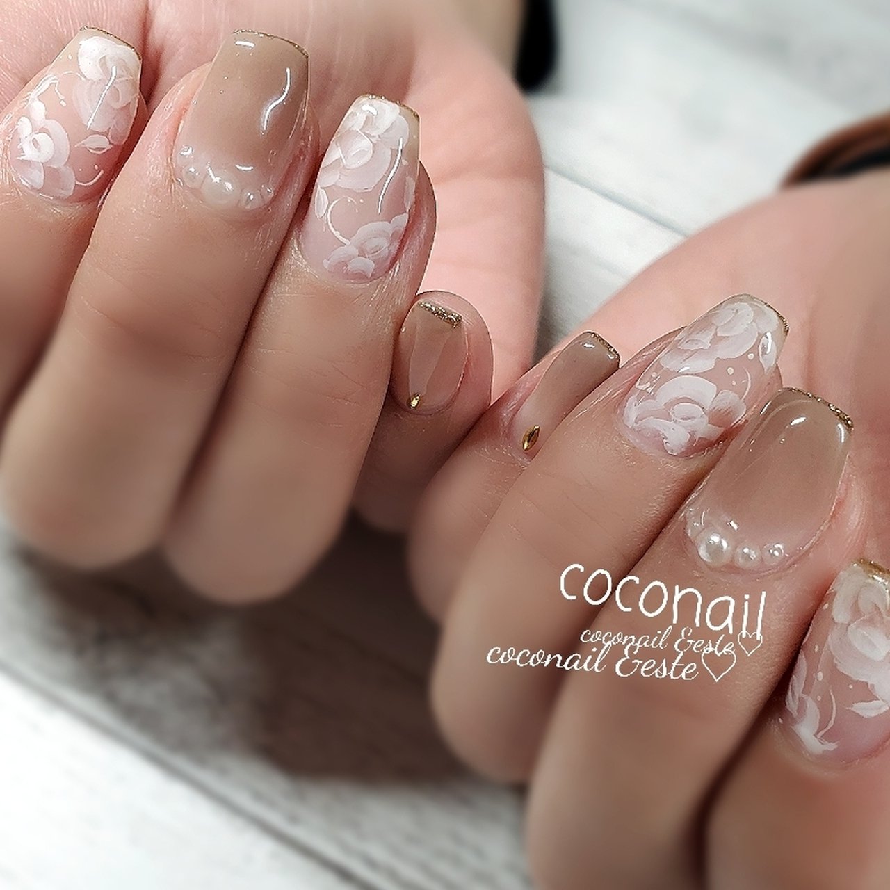 冬 オールシーズン オフィス ホワイト ブラウン Coconail Este 浜松市ネイルサロンのネイルデザイン No 651 ネイル ブック