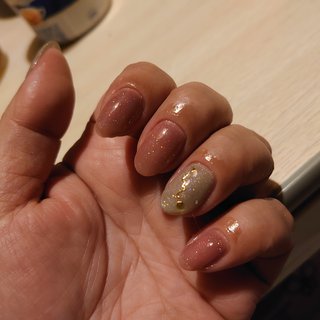 秋 ゴールド セルフネイルのネイルデザイン ネイルブック