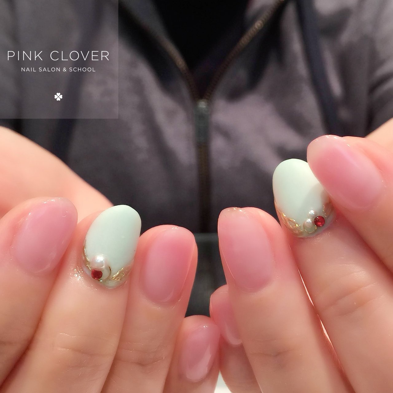 ピンク グリーン ゴールド Pink Clover ネイルサロン スクールのネイルデザイン No ネイルブック