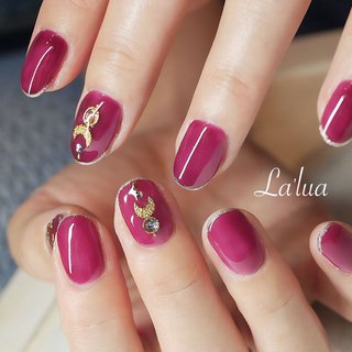 クリア ワインレッドのネイルデザイン ネイルブック