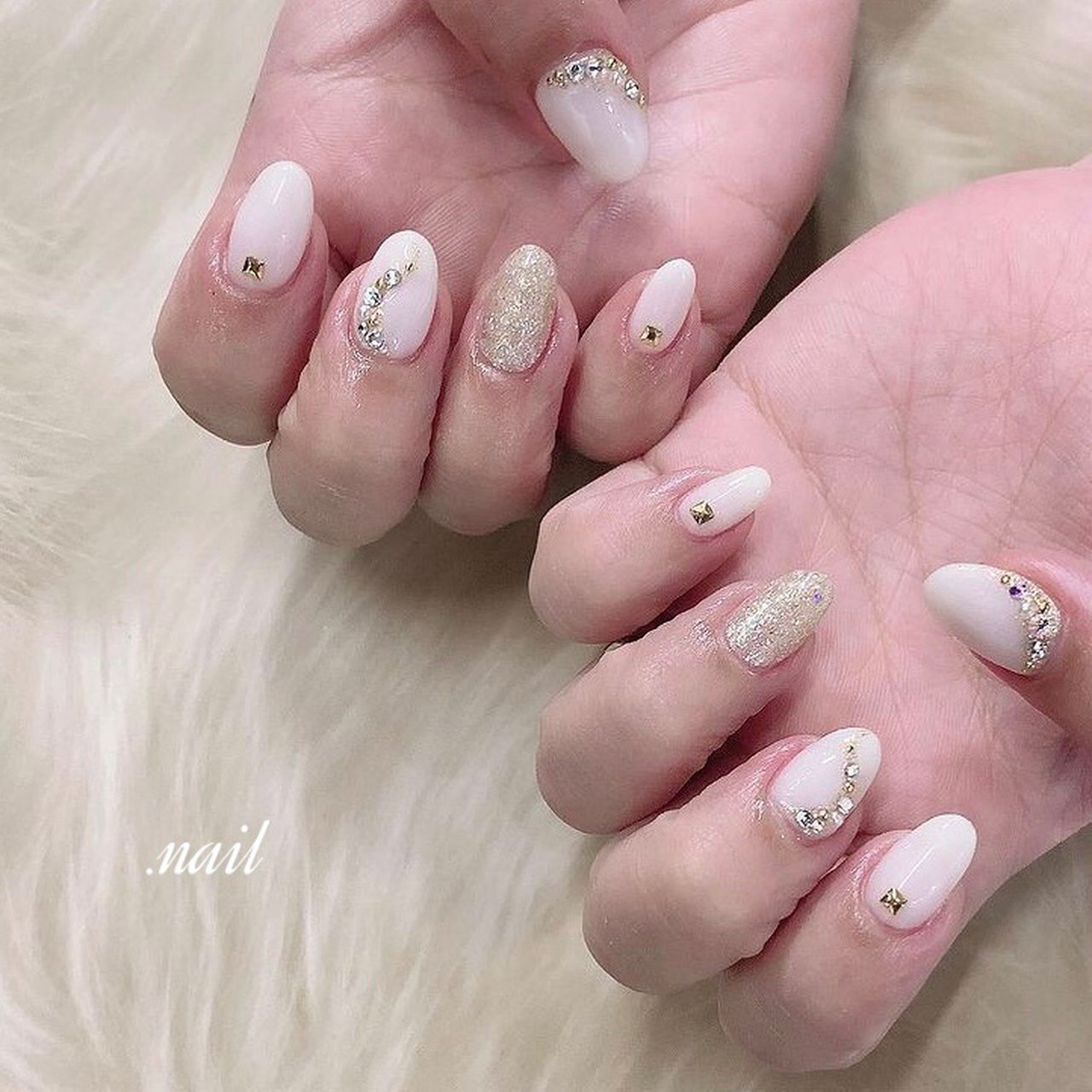 ブライダル パーティー ハンド ビジュー ホログラム Dotnailのネイルデザイン No ネイルブック