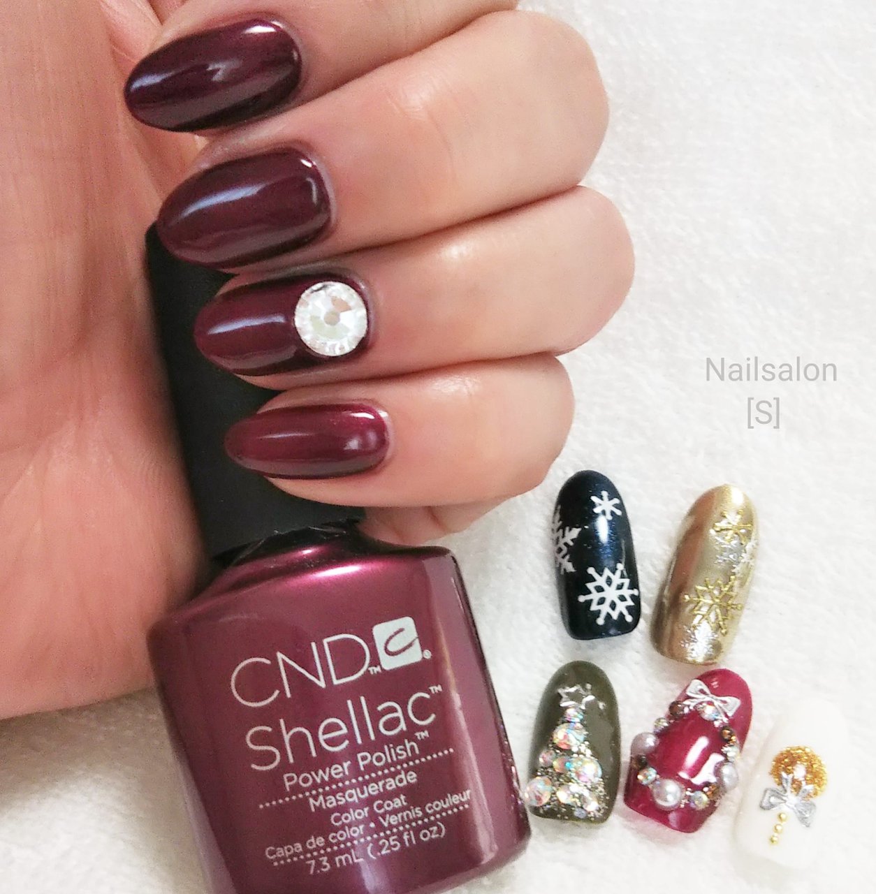 冬 クリスマス ハンド シンプル ワンカラー シェラックネイル専門店 S のネイルデザイン No 645 ネイルブック