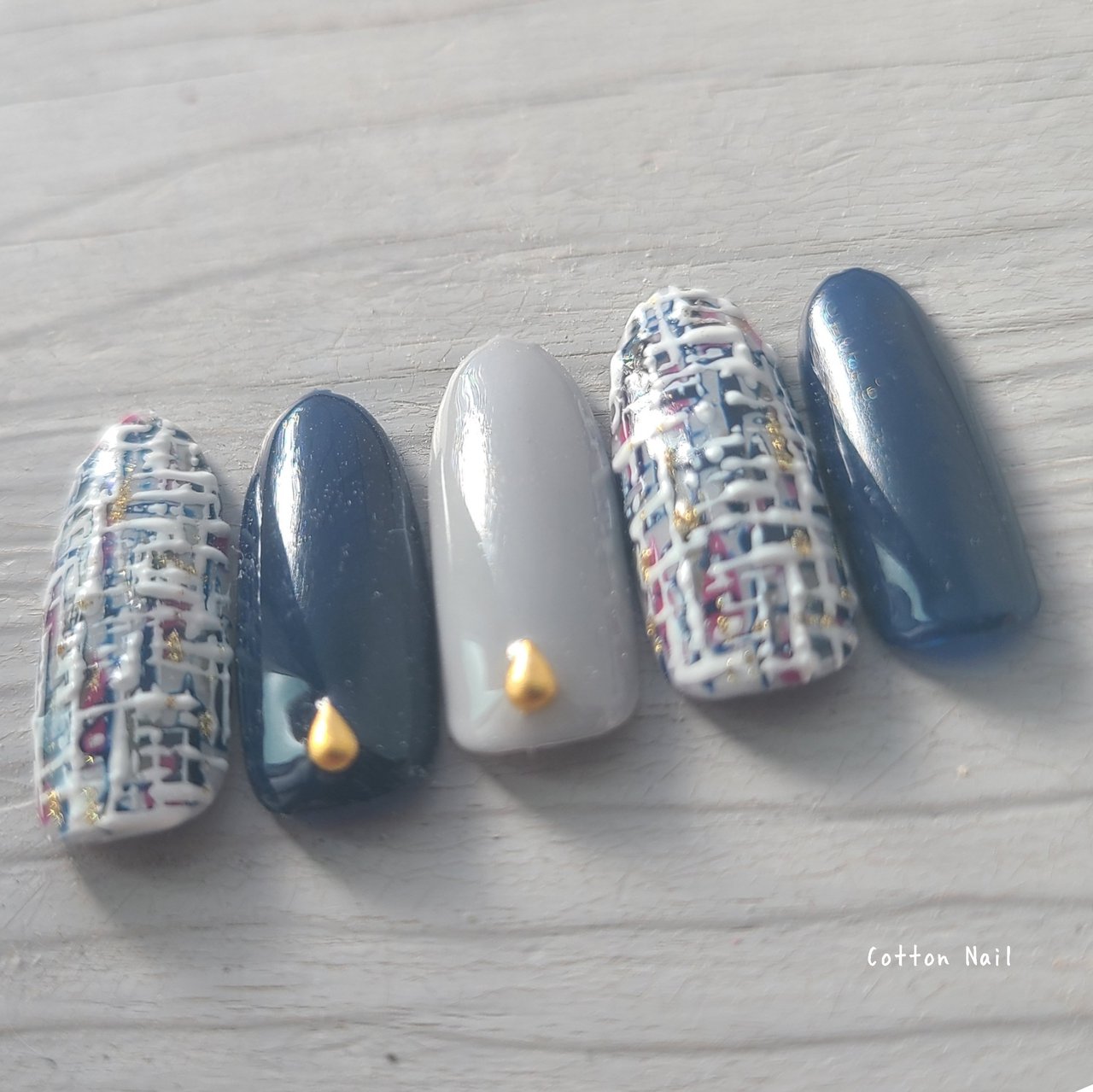 秋 冬 ハンド ツイード ミディアム Cotton Nailのネイルデザイン No ネイルブック