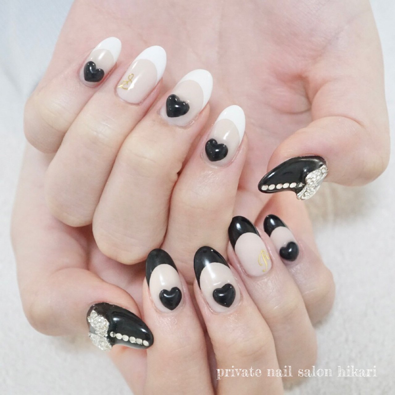 オールシーズン/ハンド/フレンチ/ハート/リボン - hikarinailのネイル