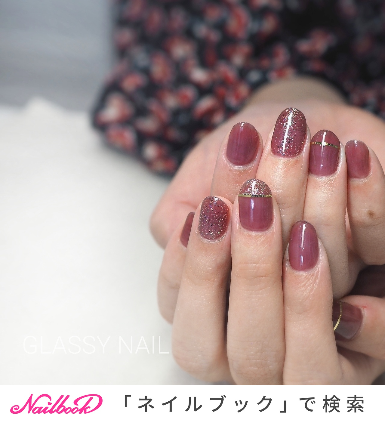 秋 シンプル ワインレッドのネイルデザイン ネイルブック