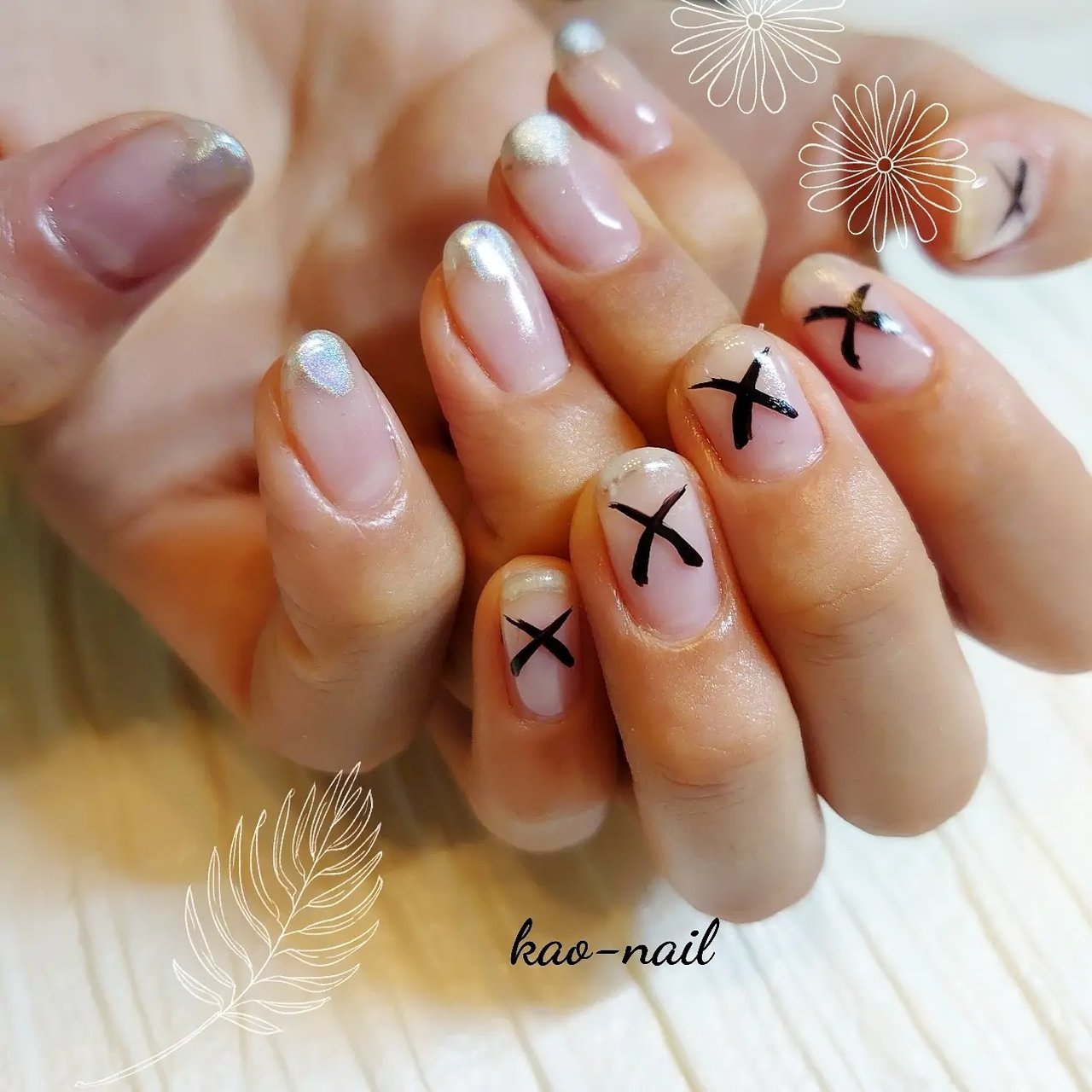 秋 オールシーズン ハンド ニュアンス ミラー Kao Nailのネイルデザイン No ネイルブック