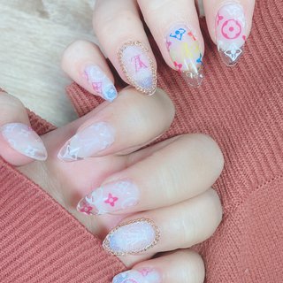 チェーン ネックレス セリアジェルのネイルデザイン ネイルブック