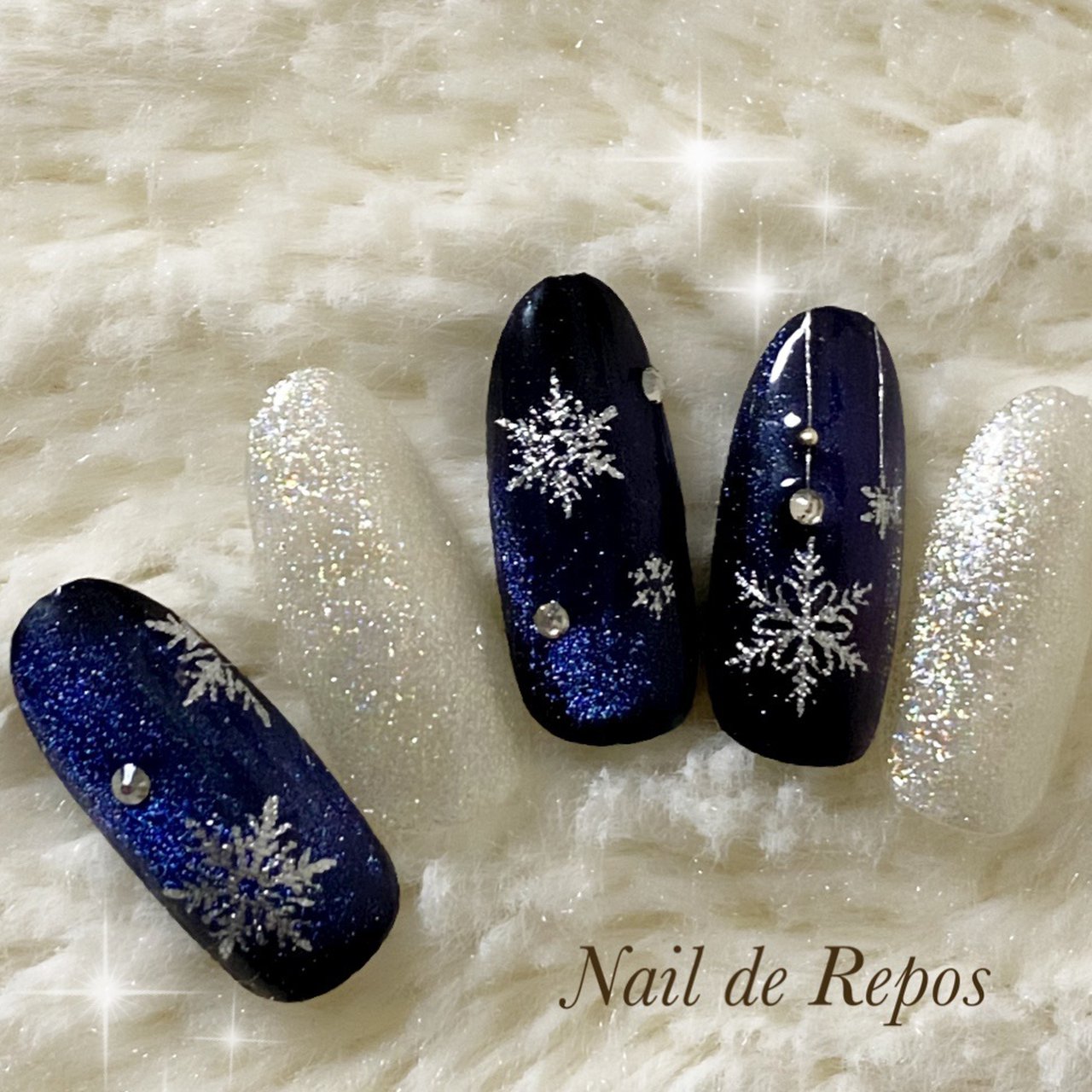 冬/クリスマス/ハンド/マグネット/雪の結晶 - Nail de Repos〜ルポ〜の