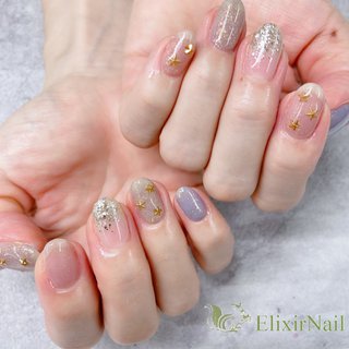 ピンク 水色 グレーのネイルデザイン ネイルブック