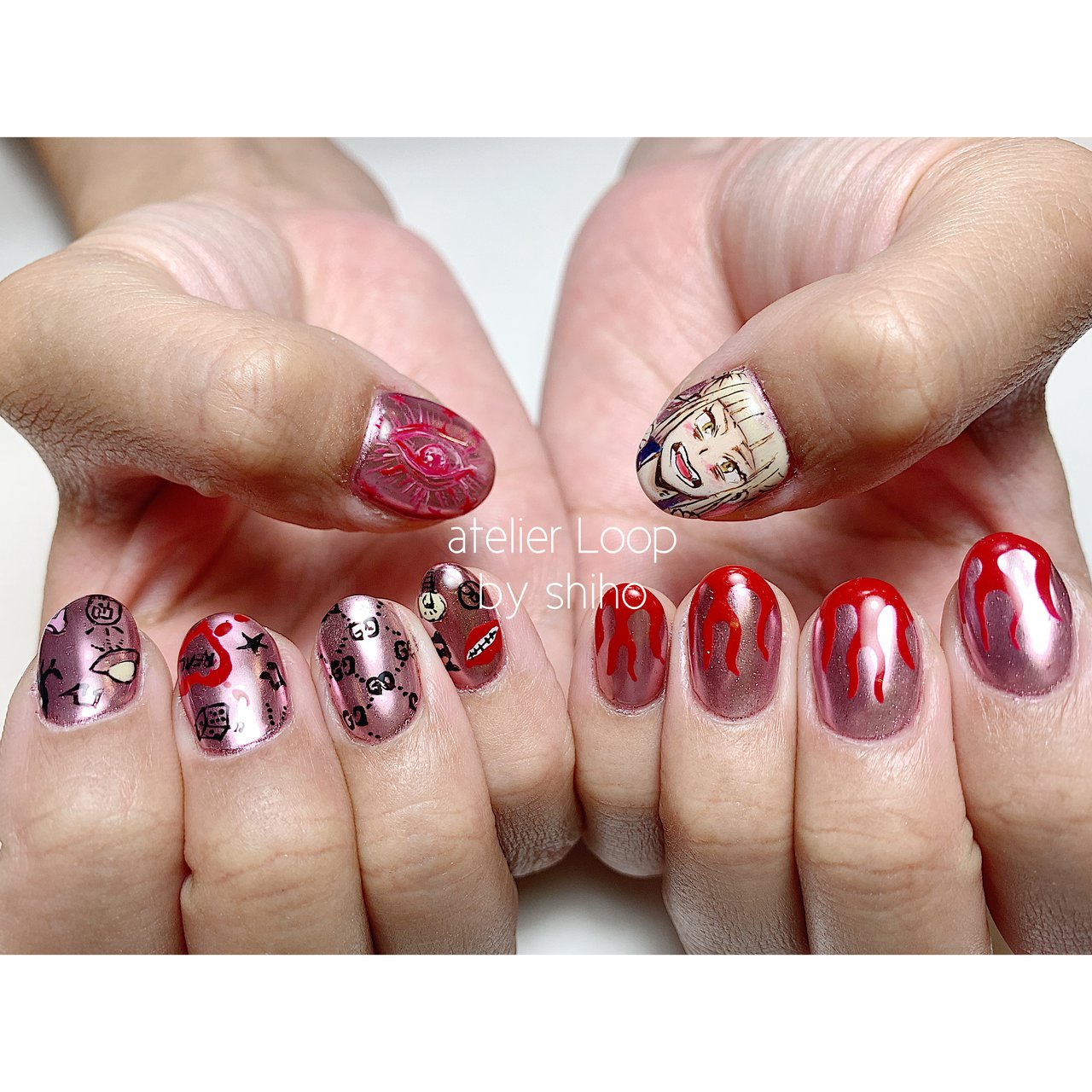 オールシーズン バレンタイン ハンド キャラクター ミラー Atelier Loop By Shihoのネイルデザイン No ネイルブック