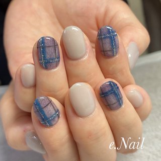 22年 新着順 青チェックのネイルデザイン ネイルブック