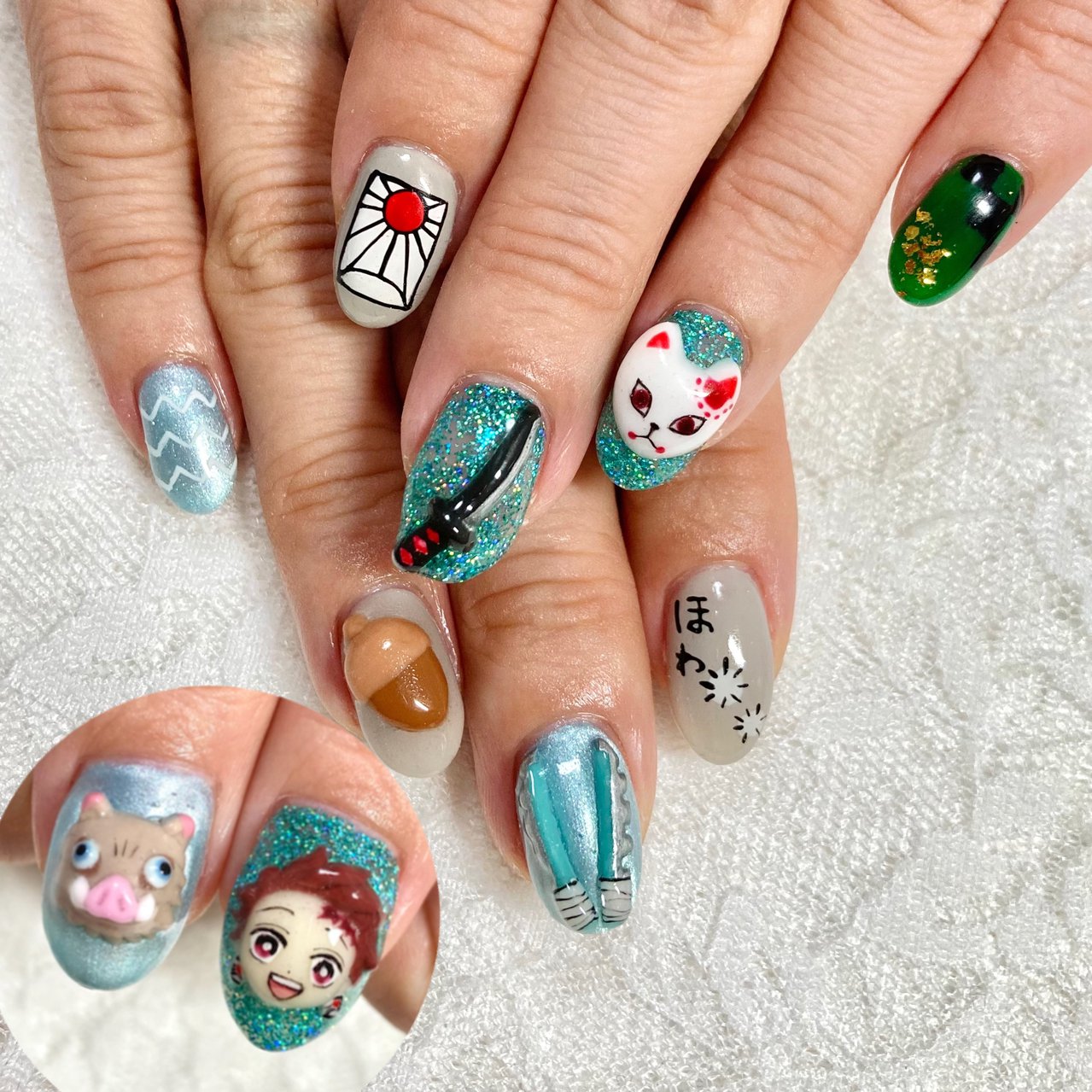 ハンド 痛ネイル キャラクター 3d グリーン Moco Nailのネイルデザイン No ネイルブック