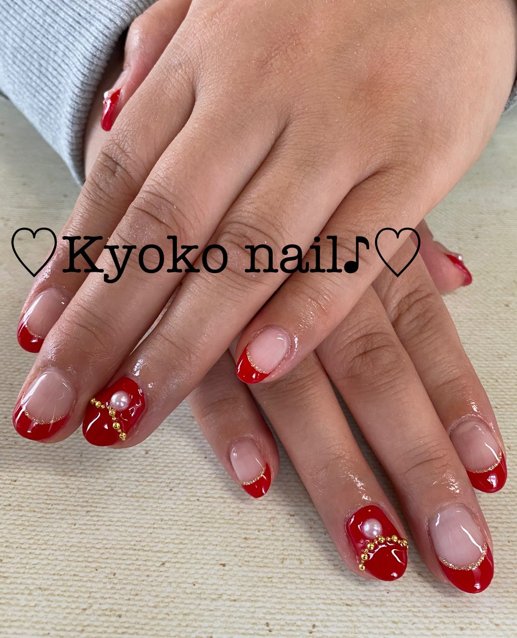 オールシーズン ハンド フレンチ パール ショート Kyoko Nailのネイルデザイン No ネイルブック